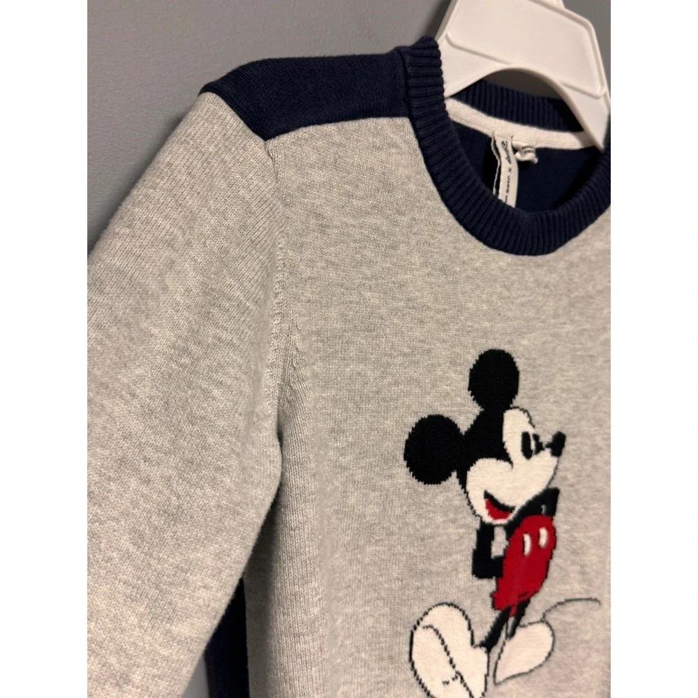 Janie and Jack Disney Mickey Mouse Kids Sweater Gray Navy Blue Cotton Size 7